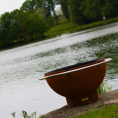 Avlu için Büyük Taşınabilir 120cm Corten Çelik Ateş Çukuru