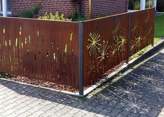 Lazer Kesim Karahindiba Desenleri Corten Çelik Bahçe Ekranları Dekorasyonu