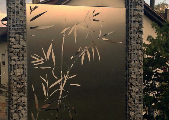 Bambu Desenler Metal Bahçe Süsleri Lazer Kesim Corten Çelik Paneller Dış Mekan Dekoratif
