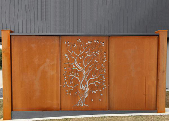 Meşe Ağacı Tasarımı Paslı Corten Çelik Gizlilik Ekranları Dekoratif 600 * 1200mm