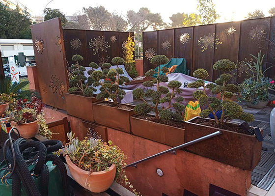 3mm Krizantem Desenli Metal Bahçe Süsleri Corten Çelik Lazer Kesim Paneller
