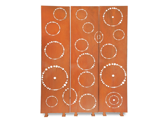 1800x900mm Metal Bahçe Süsleri Corten Çelik Dekoratif Ekranlar Daire Desen