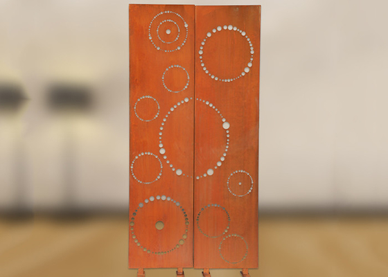 1800x900mm Metal Bahçe Süsleri Corten Çelik Dekoratif Ekranlar Daire Desen
