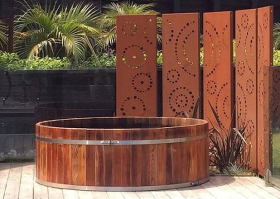 1800x900mm Metal Bahçe Süsleri Corten Çelik Dekoratif Ekranlar Daire Desen