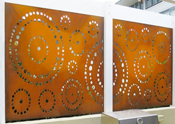 1800x900mm Metal Bahçe Süsleri Corten Çelik Dekoratif Ekranlar Daire Desen