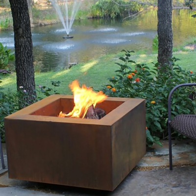 Açık Odun Yakma Kare Metal Ateş Çukuru 600 X 600 X H500mm