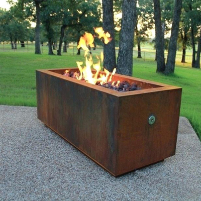 Bağımsız Ahşap Yanan Corten Çelik Ateş Çukuru Dikdörtgen