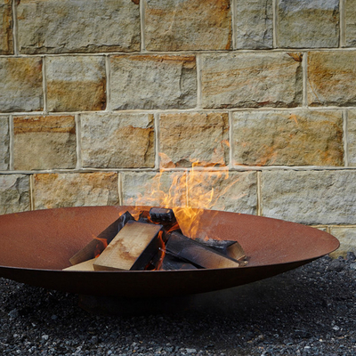 Kamp Partisi için 80cm Rusty Corten Yangın Kase Mangal Açık