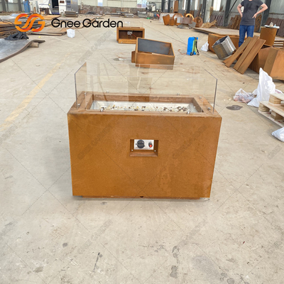 Açık Corten Çelik Kare Ateş Çukuru Rustik Bitiş Masa Üstü Ateş Çukuru