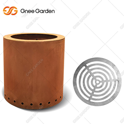 Corten Çelik Ateş Çukuru Açık Hava Corten Çelik Ateş Çukuru Paslı Odun Yanan