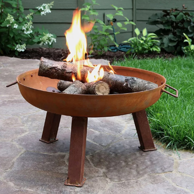 Gnee Garden Corten Çelik Dış Mekan Paslı Metal Ateş Çukuru Dış Mekan Ahşap Ateş Çukuru