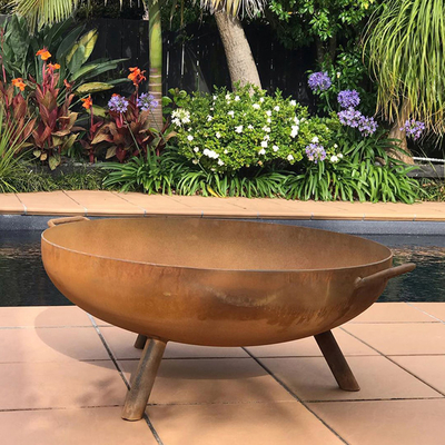 Yuvarlak Corten Çelik Ateş Çukuru Bahçe Dekoratif Corten Çelik Ateş Kabı
