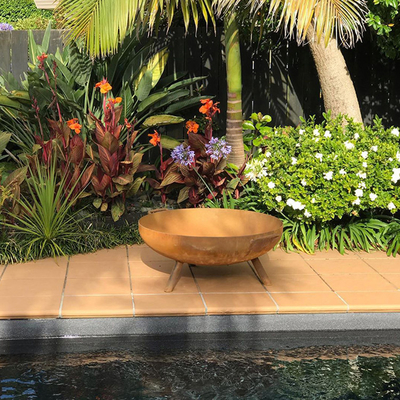 Yuvarlak Corten Çelik Ateş Çukuru Bahçe Dekoratif Corten Çelik Ateş Kabı