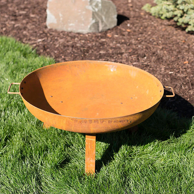 Gnee Garden Corten Çelik Dış Mekan Paslı Metal Ateş Çukuru Dış Mekan Ahşap Ateş Çukuru