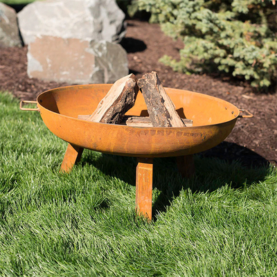 Gnee Garden Corten Çelik Dış Mekan Paslı Metal Ateş Çukuru Dış Mekan Ahşap Ateş Çukuru