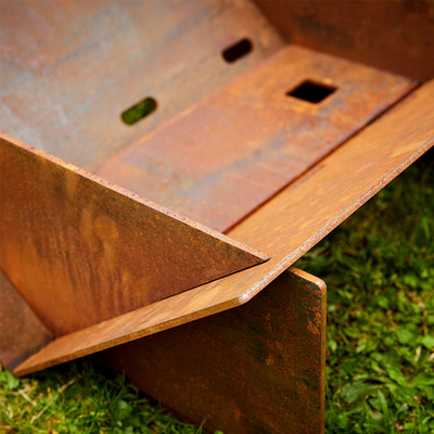 Ayrılabilir Corten Çelik Ahşap Yanan Ateş Çukuru Masası Taşınabilir 510mm