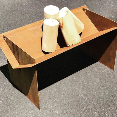 Ayrılabilir Corten Çelik Ahşap Yanan Ateş Çukuru Masası Taşınabilir 510mm