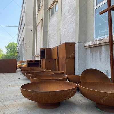 Corten Çelik Bahçe Açık Ateş Çukuru Modern Şömine Isıtma Odun Yakma