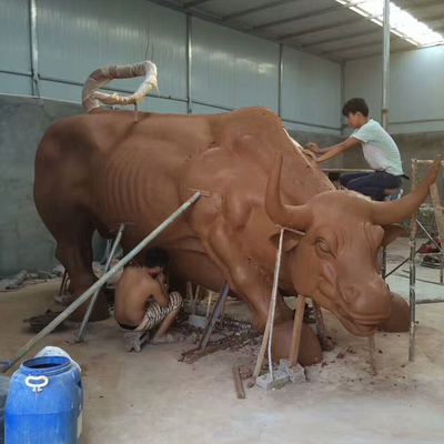 Yükseklik 180cm Canlı Bronz Boğa Heykeli Açık Peyzaj Heykelleri