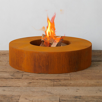 Deprative Yuvarlak Odun Yanan Corten Çelik Ateş Çukuru Kasesi 70cm