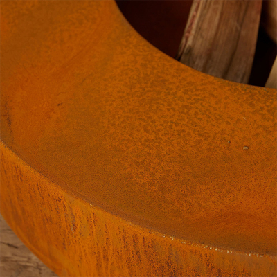 Deprative Yuvarlak Odun Yanan Corten Çelik Ateş Çukuru Kasesi 70cm