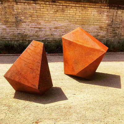 Soyut Düzensiz Geometrik Corten Çelik Heykel Metal Yard Heykelleri