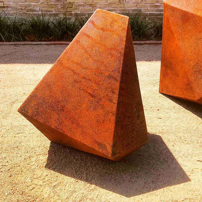 Soyut Düzensiz Geometrik Corten Çelik Heykel Metal Yard Heykelleri