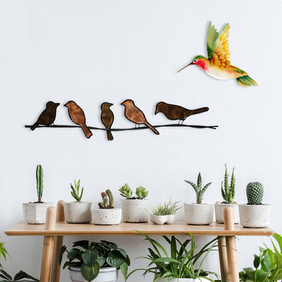Gnee Garden 6&quot; Yükseklik Çağdaş Metal Kuş Duvar Heykeli İç Mekan