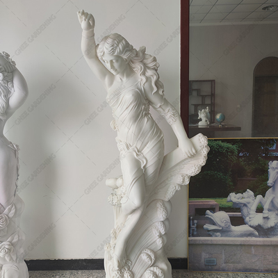 Doğal Beyaz Mermer Taş Açık Bahçe Heykel El Oyması